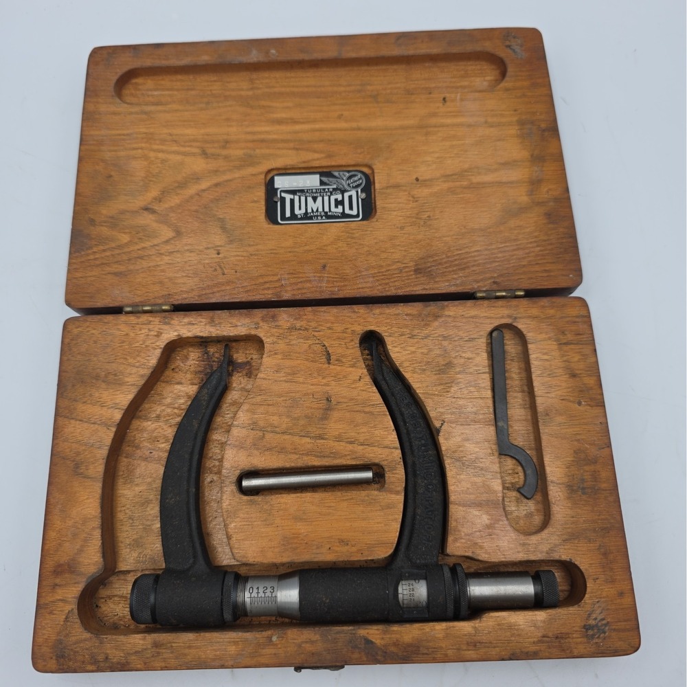 TUMICO 2-3" Crankshaft Tubular Micrometer Mechanical 0.001" CS-23 w/ Wood Case